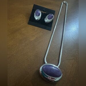 Silver and Purple Jewelry Set